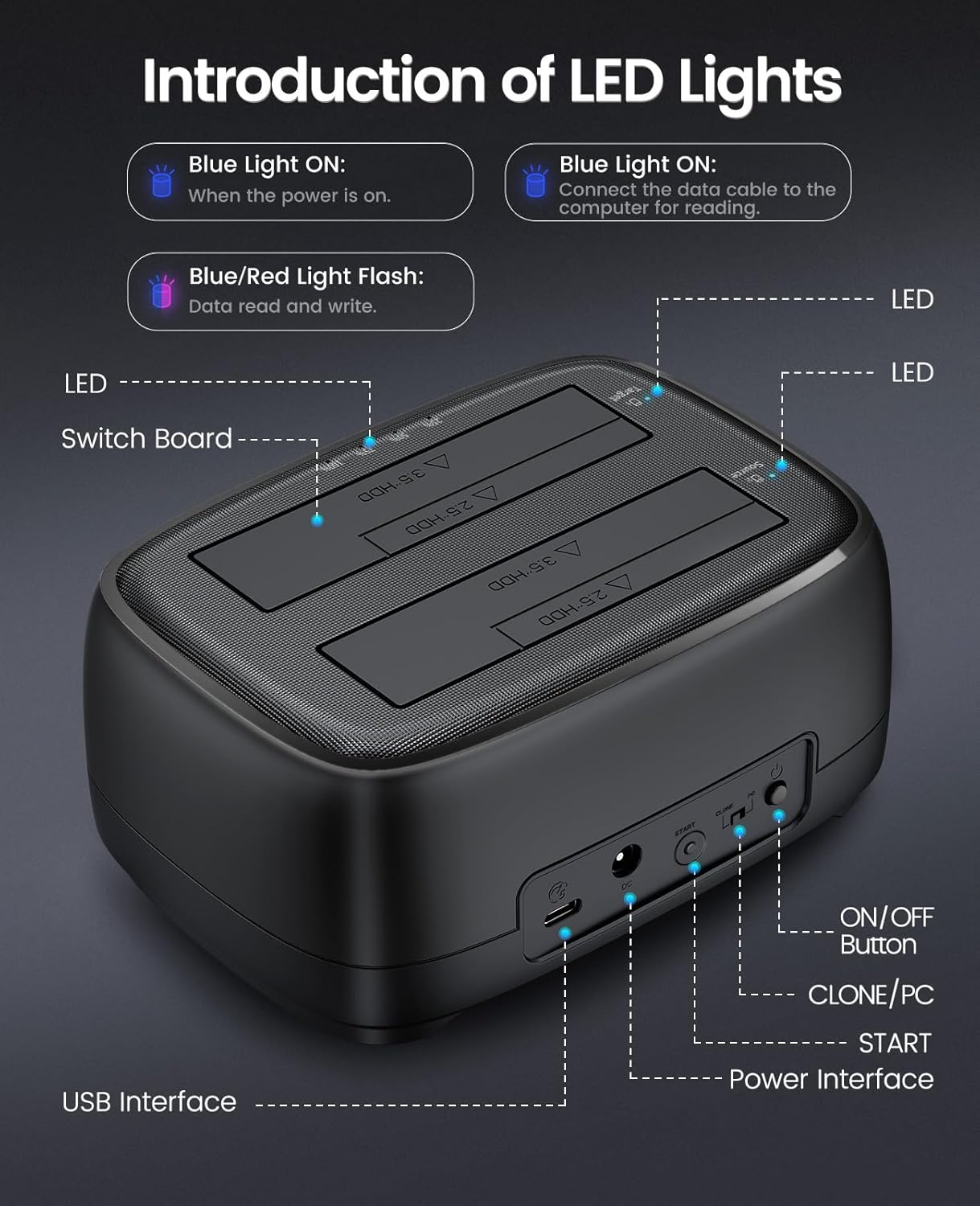 ORICO Dual Bay Hard Drive Docking Station with Offline Clone (DD28C3-C)