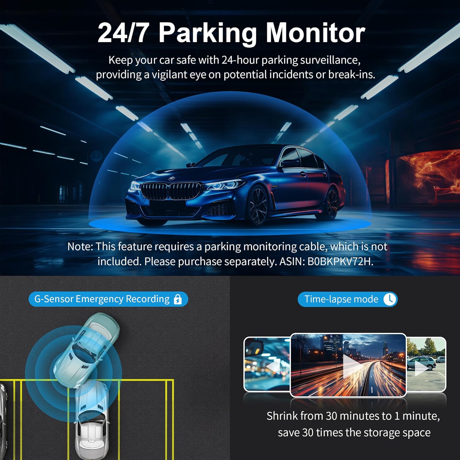 KAWA Dash Cam 2.5K, WiFi Dash Camera for Cars 1440P with Hand-Free Voice Control, Night Vision, Mini Hidden Dashcam Front, Emergency Lock, Loop Recording, 24H Parking Monitor, APP, Support 256GB Max