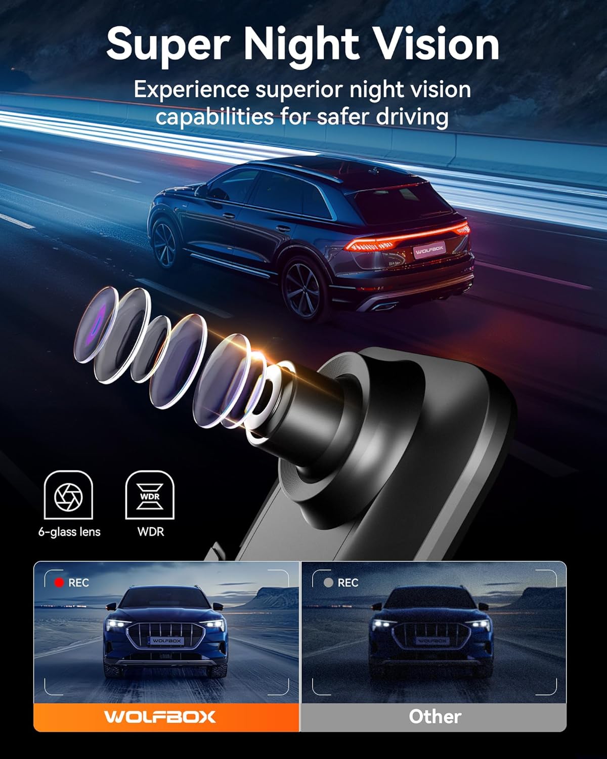 WOLFBOX G850 4K Mirror Dash Cam: 12'' Rear View Mirror Camera for Car,Dual Dash Cameras Front and Rear,Super Night Vision,Parking Monitoring,Reversing Assistance,64GB Card & GPS