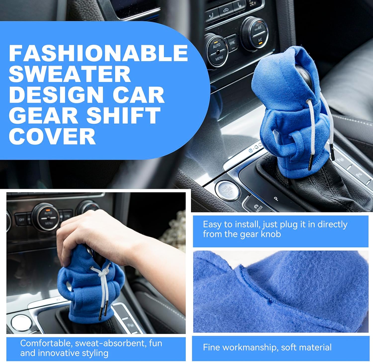 Gear Shift Hoodie, Gear Shift Cover, Universal Car Shift Knob Hoodie, Mini Hoodie for Car Shifter, Automotive Interior Cute Gadgets, Car Accessories and Decorations