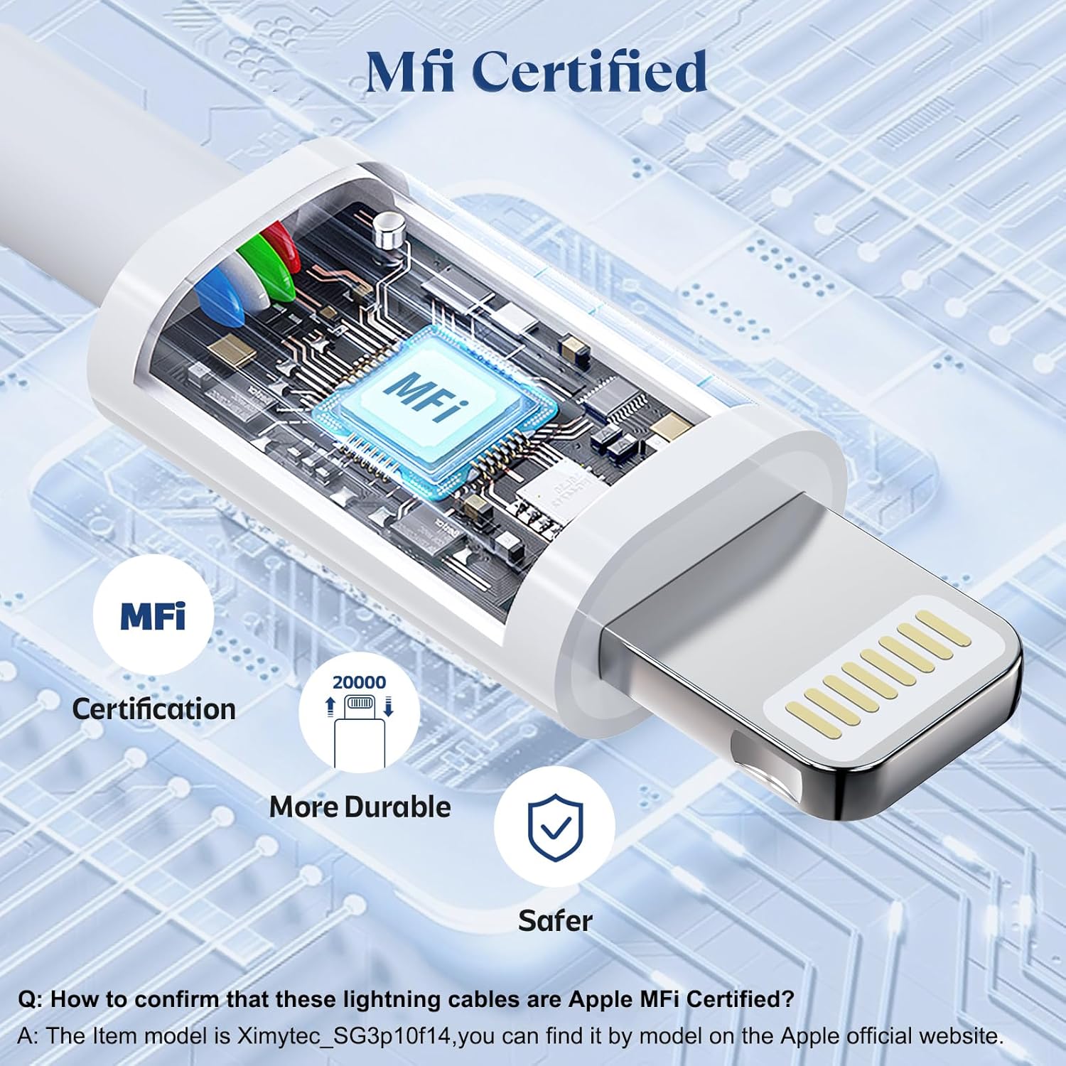 USB C to Lightning Cable 3Pack 6FT [Apple MFi Certified] iPhone Fast Charger Cable USB-C