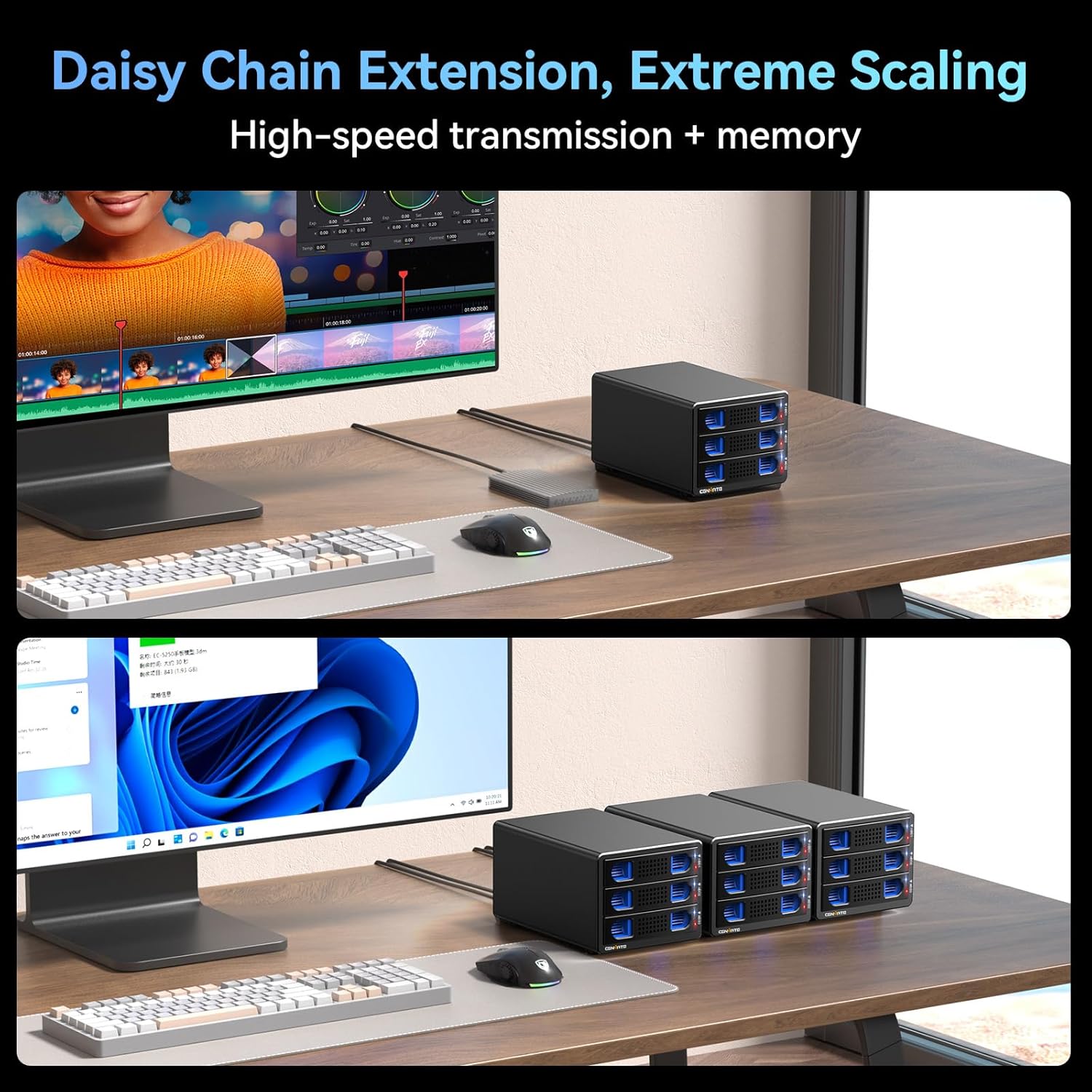 CENMATE 3-Bay Hard Drive Enclosure — USB 3.0, Aluminum with Cooling Fan