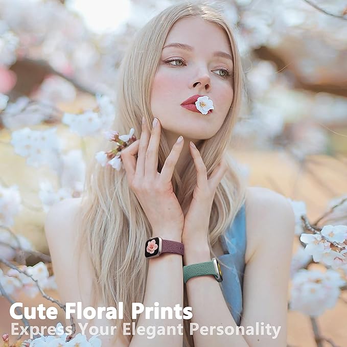 6 Pack Floral Engraved Bands Compatible with Apple Watch Band 40mm 38mm 41mm 42mm 44mm 45mm 49mm Women, Silicone Soft Cute Flower Pattern Strap for iWatch Series Ultra Ultra 2 SE 9 8 7 6 5 4 3 2 1