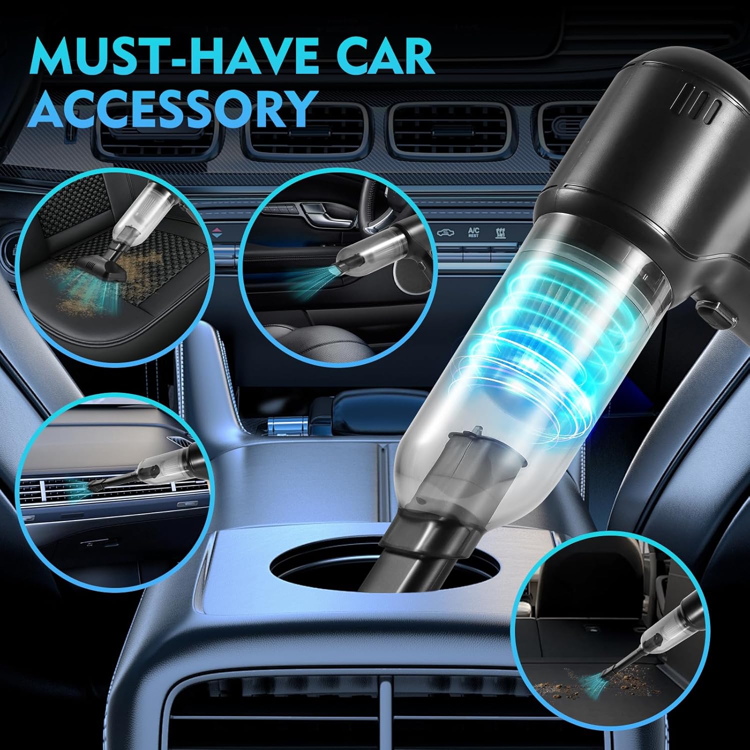 KIYILEAF Handheld Vacuum Cordless, 120W Powerful Brushless Motor, 18000Pa Portable Mini Vacuum Cleaner&Air Duster with Multi-Nozzles for Car, Home, Office, Pet