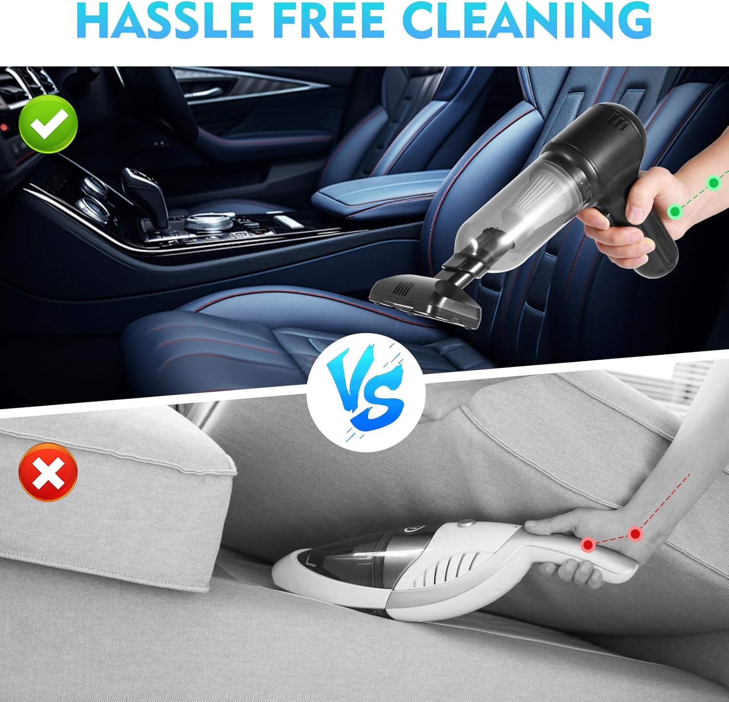 KIYILEAF Handheld Vacuum Cordless, 120W Powerful Brushless Motor, 18000Pa Portable Mini Vacuum Cleaner&Air Duster with Multi-Nozzles for Car, Home, Office, Pet