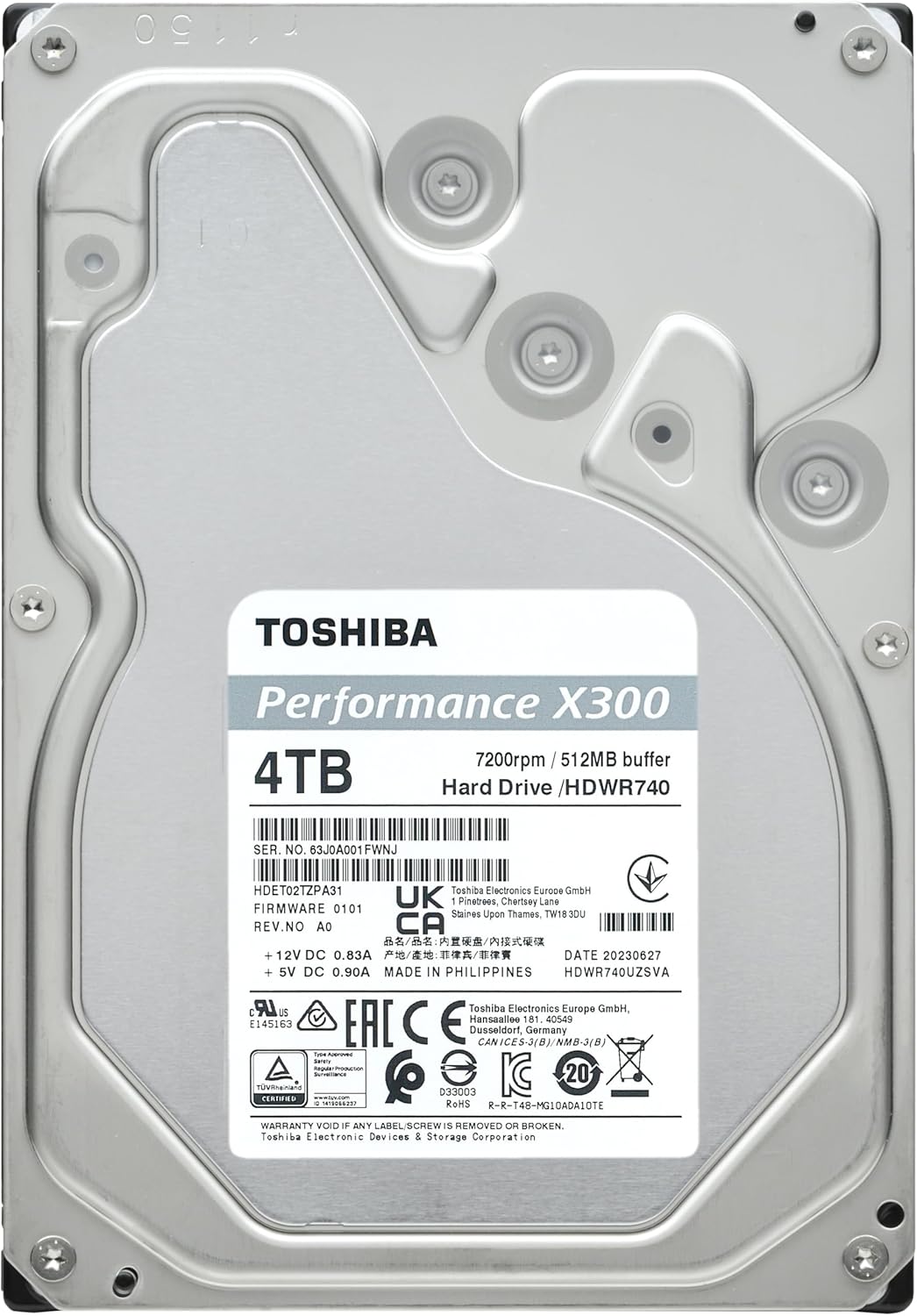 Toshiba X300 4TB Performance & Gaming 3.5-Inch Internal Hard Drive – SATA 6 Gb/s, 7200 RPM, 512MB Cache