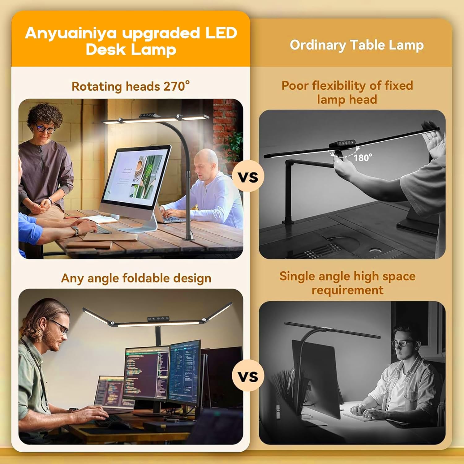 Anyuainiya LED Desk Lamp with Clamp — 24W Architect Light