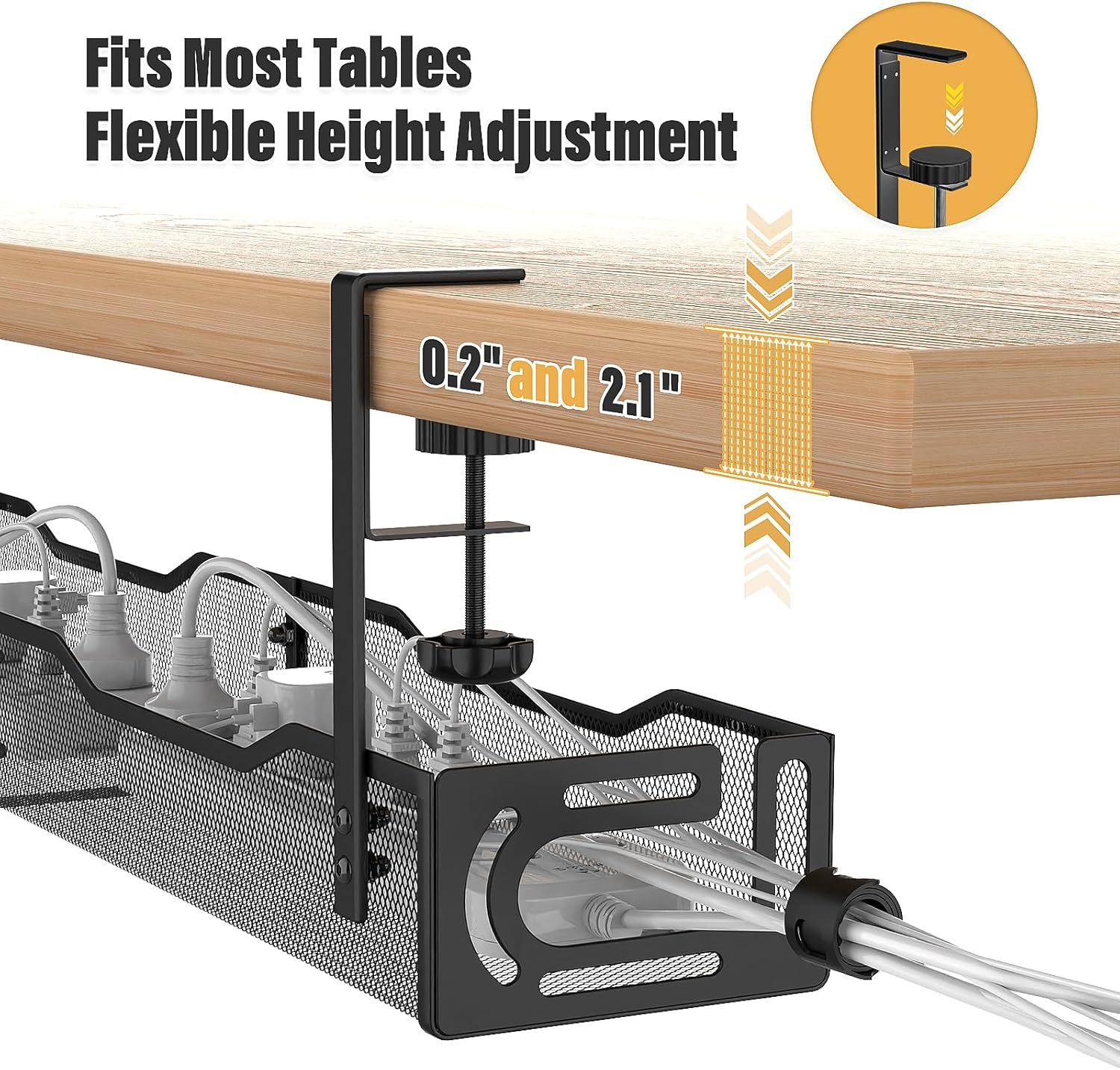 Extended Length Under Desk Cable Management Tray — No Drill
