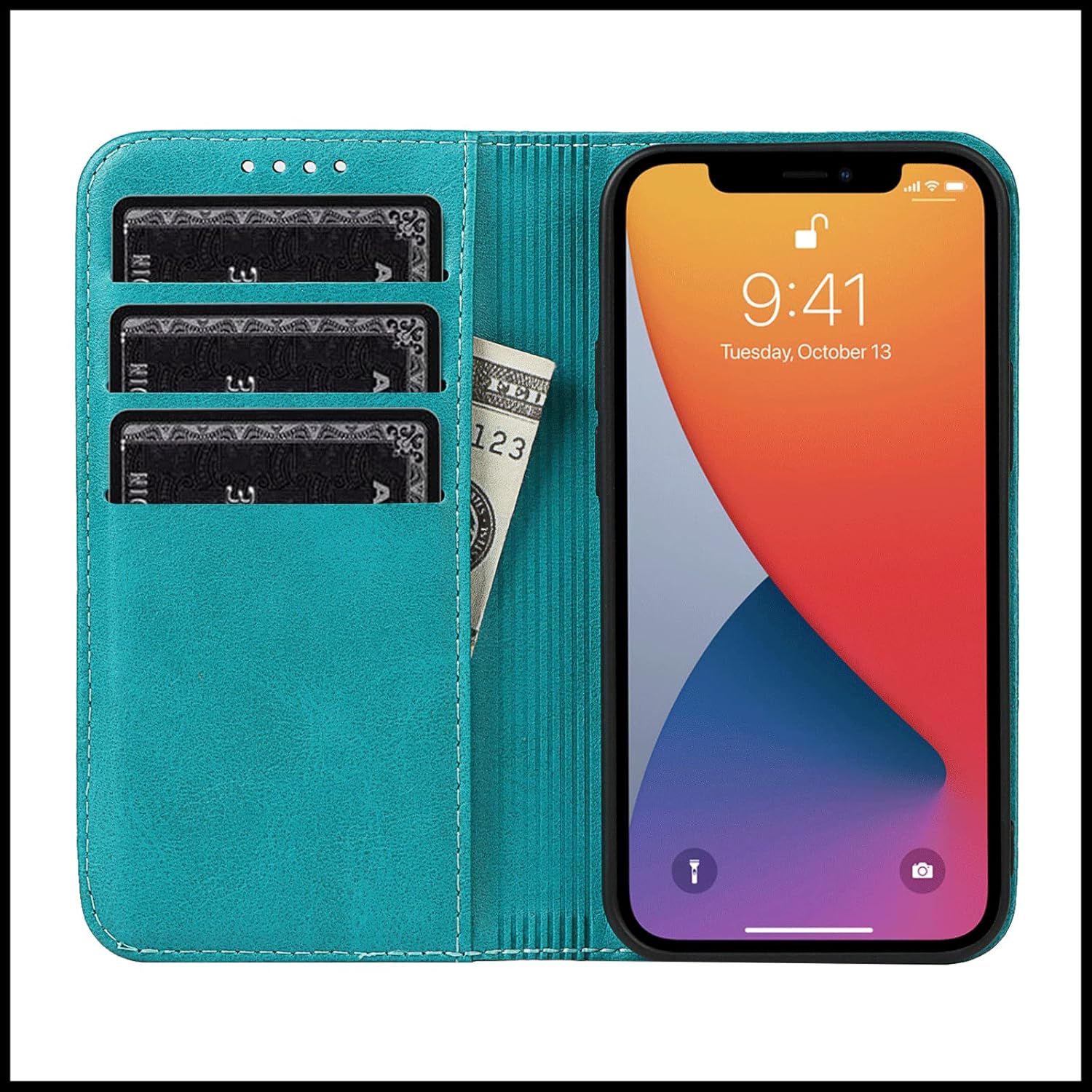 FROLAN for iPhone 13 Wallet Case with Card Holder, Premium PU Leather Credit Slot Flip Folio Book Drop Protection Shockproof Phone Cover for iPhone 13 6.1 Inch