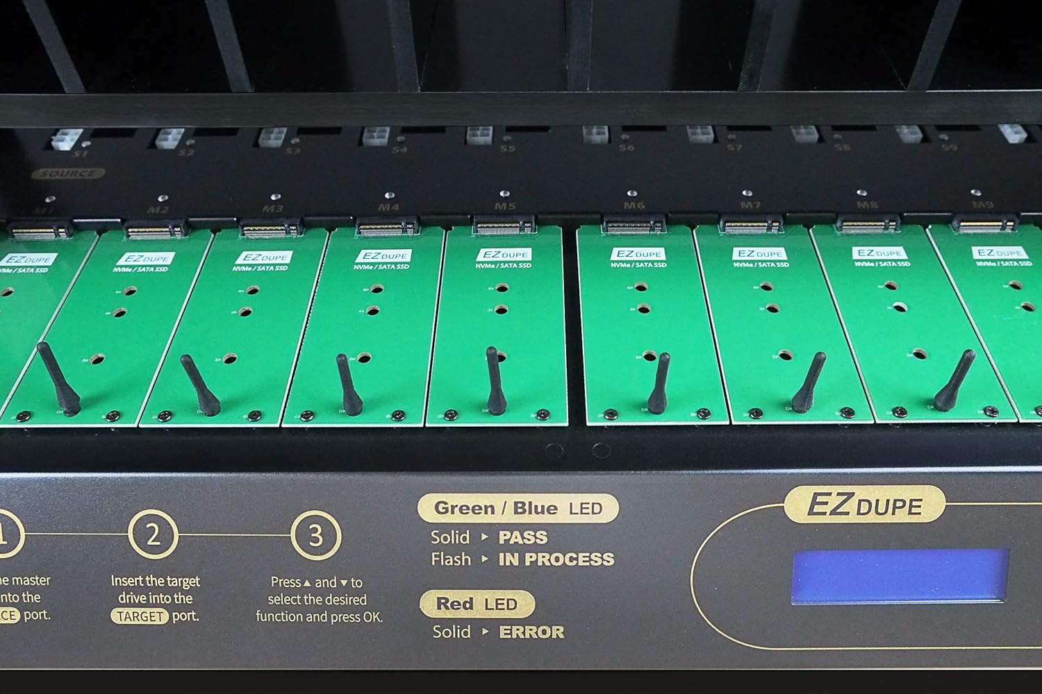 EZ DUPE 1-to-9 NVMe Cyclone Pro Duplicator & Eraser (600MB/s)