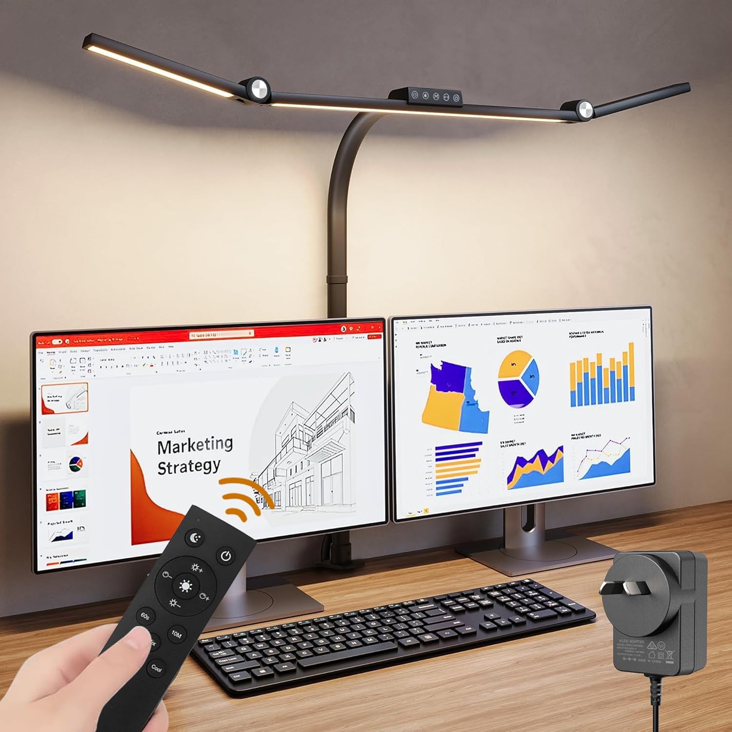 Anyuainiya LED Desk Lamp with Clamp — 24W Architect Light