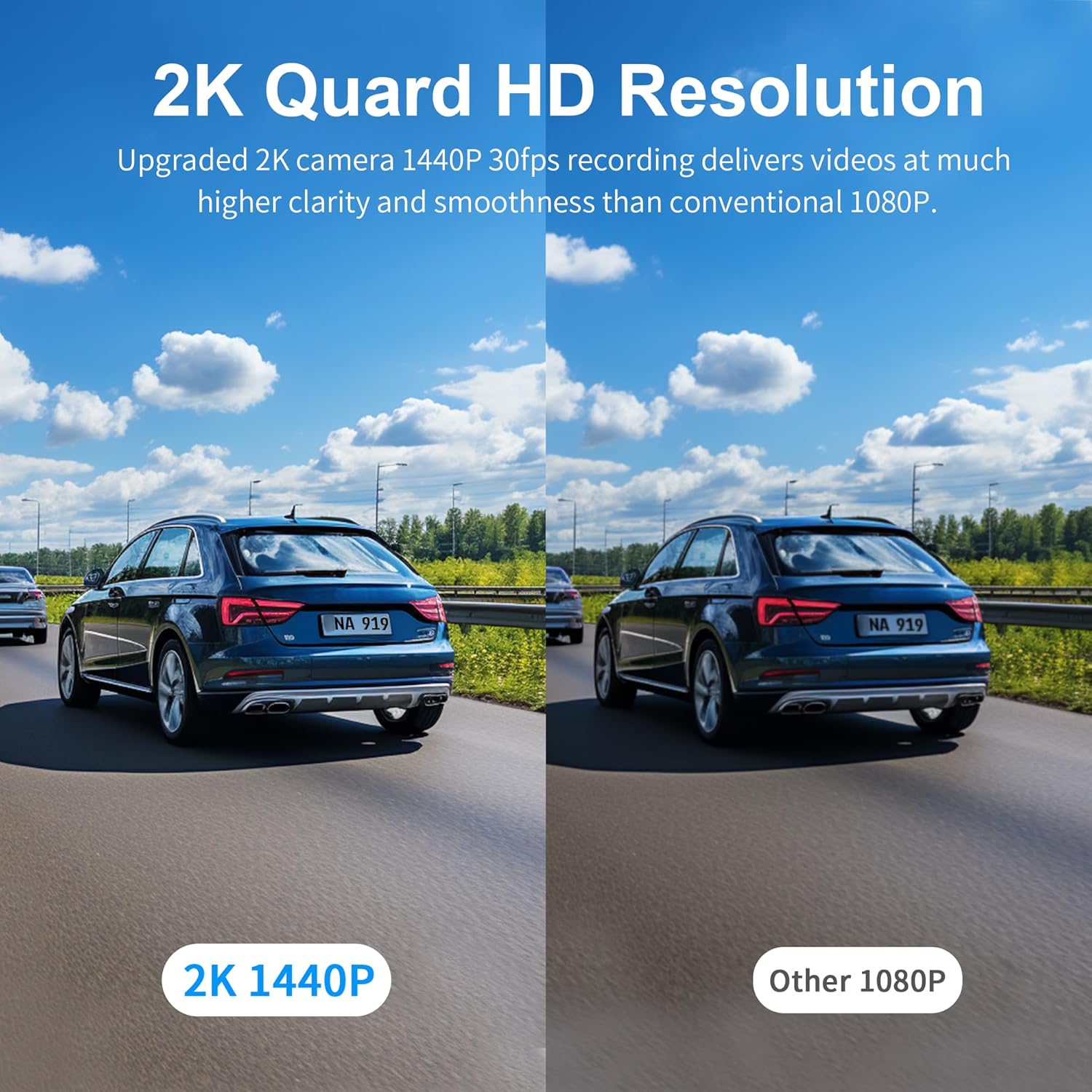 KAWA Dash Cam 2.5K, WiFi Dash Camera for Cars 1440P with Hand-Free Voice Control, Night Vision, Mini Hidden Dashcam Front, Emergency Lock, Loop Recording, 24H Parking Monitor, APP, Support 256GB Max