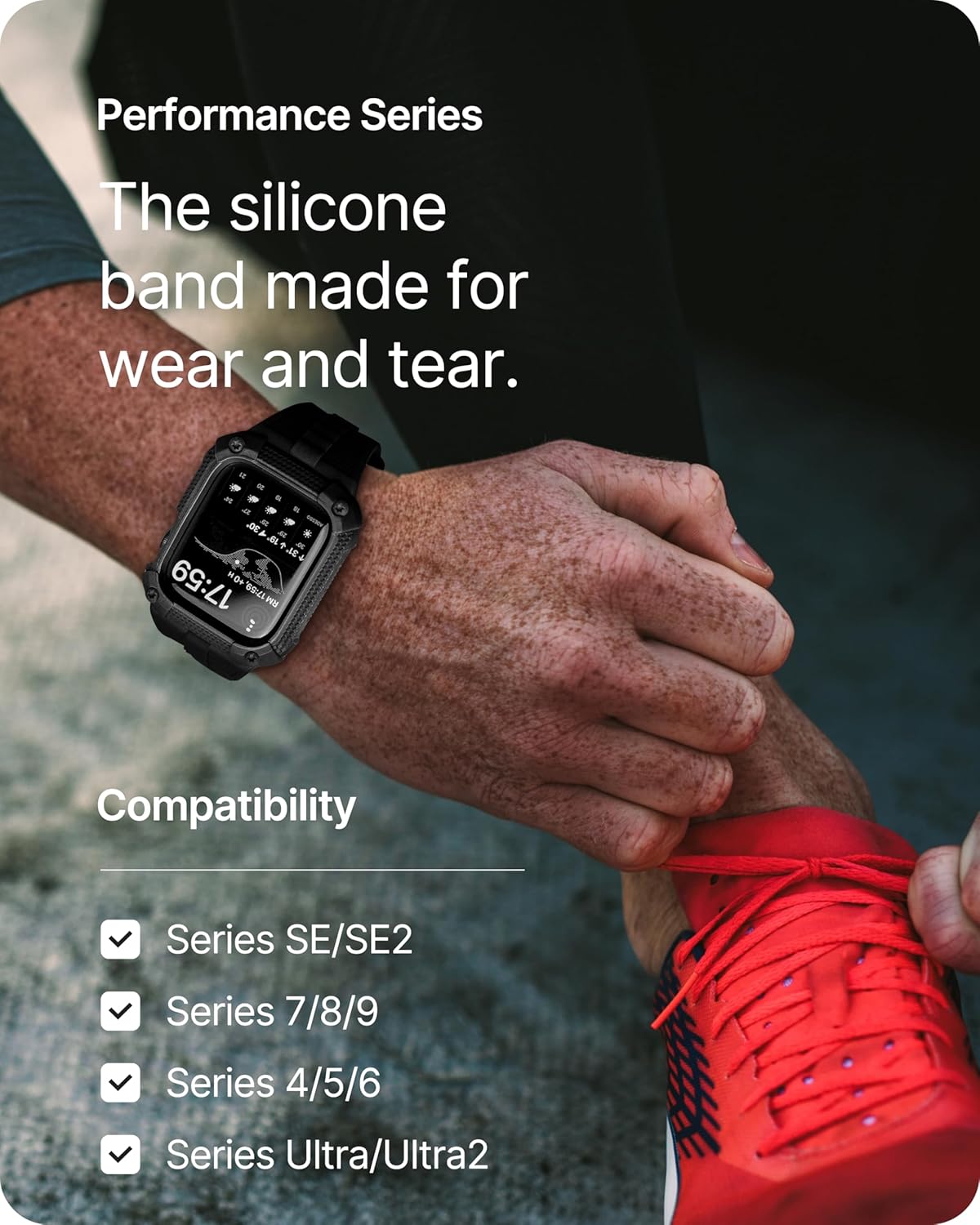 Fullmosa Watch Bands 45mm 44mm, Rugged iWatch Band Silicone with Screen Protector and Bumper Case for Men, Compatible with Apple Watch Series 9/8/7 (45mm)