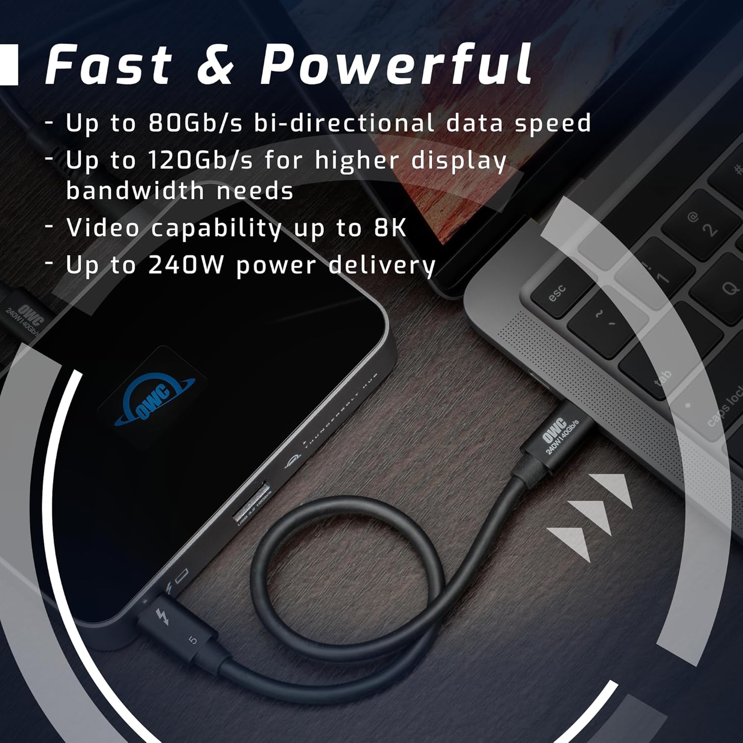 OWC Thunderbolt 5 / USB-C Cable – High-Speed Data & 240W Charging