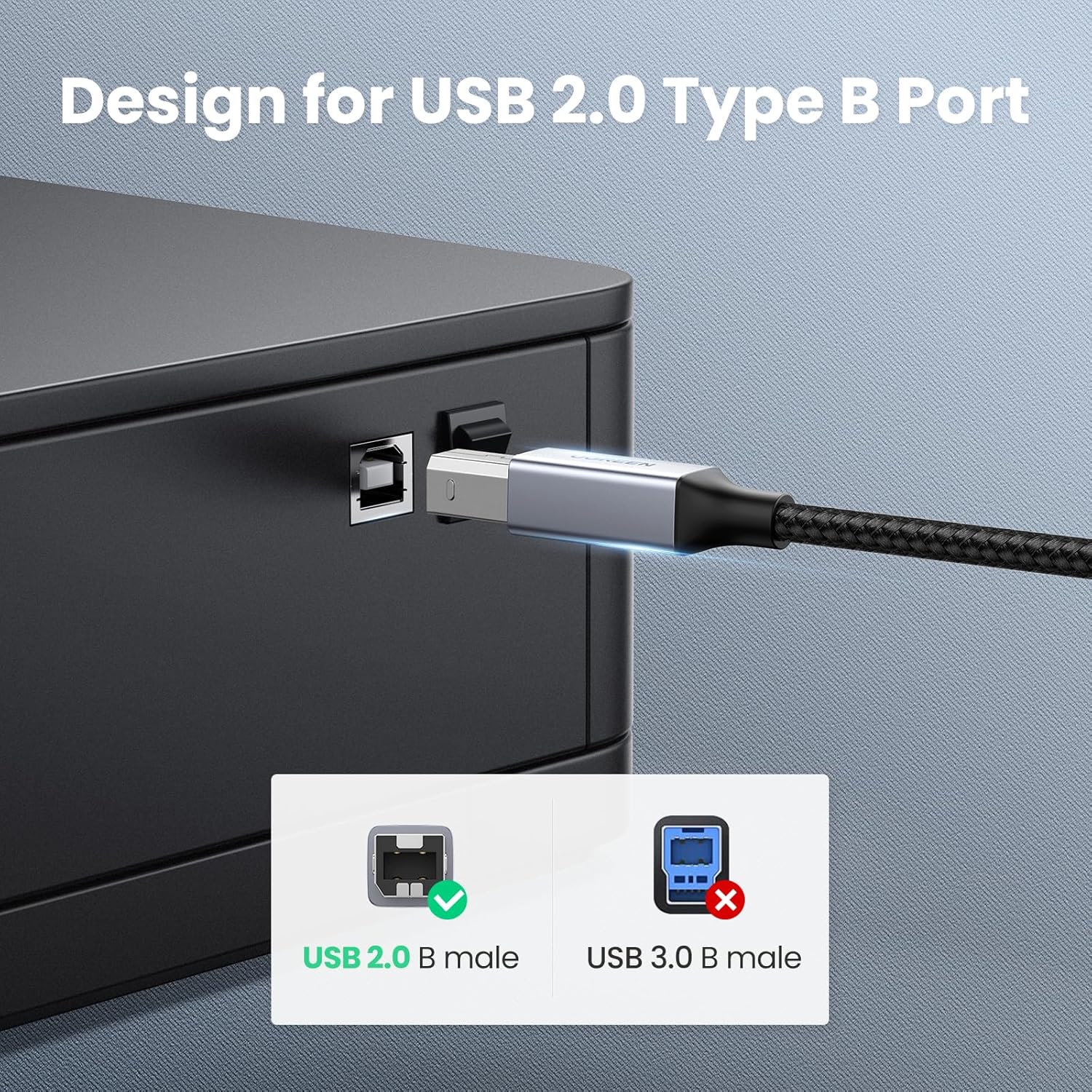 UGREEN Printer Cable USB C to B 2.0 Scanner Cord - 1M-4