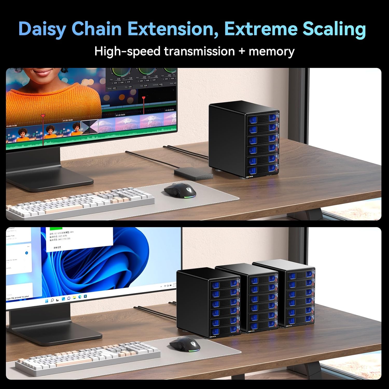 CENMATE 6-Bay Hard Drive Enclosure — USB 3.0, Aluminum with Cooling Fan