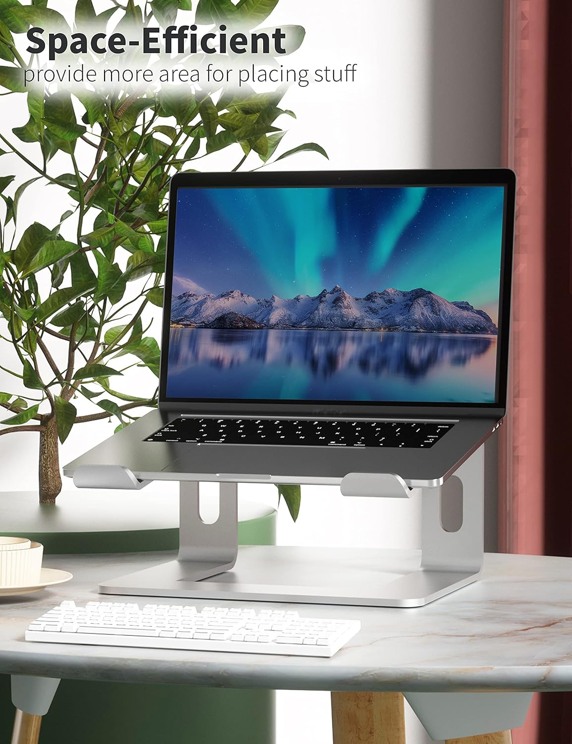 Soundance Aluminum Laptop Stand for Desk Portable Holder Ergonomic Elevator Metal Riser for 10 to 15.6 inch PC Desktop Computer, LS1 Silver