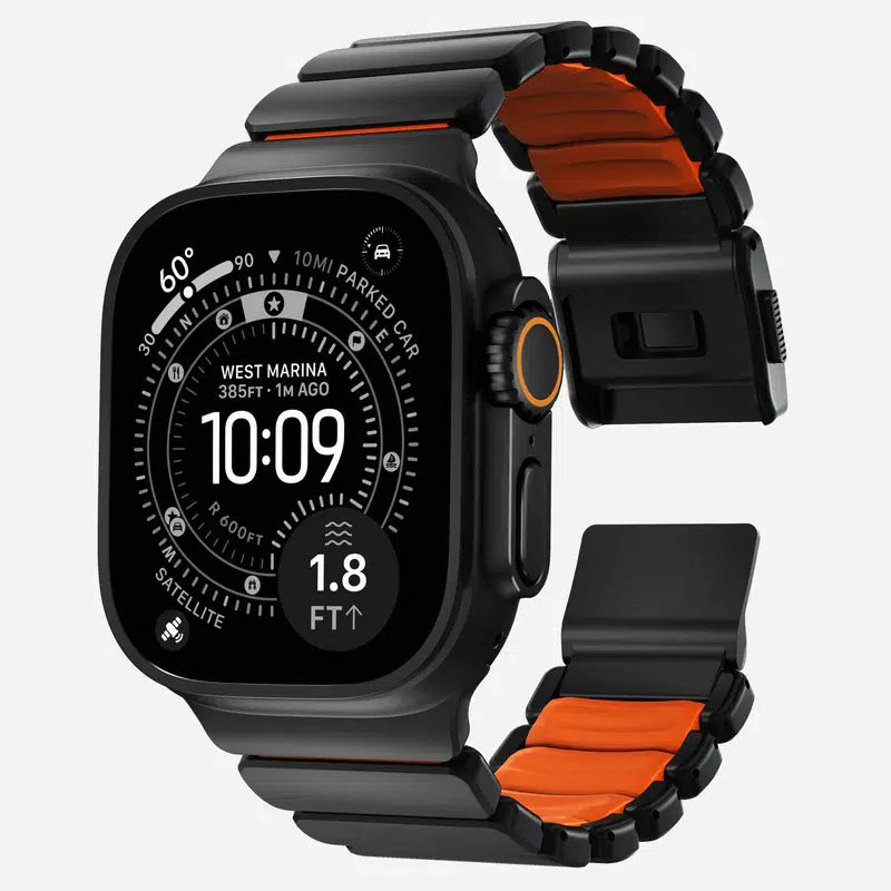 NOMAD Stratos Band – Ultra Orange (FKM + Titanium Hardware, Black Finish)