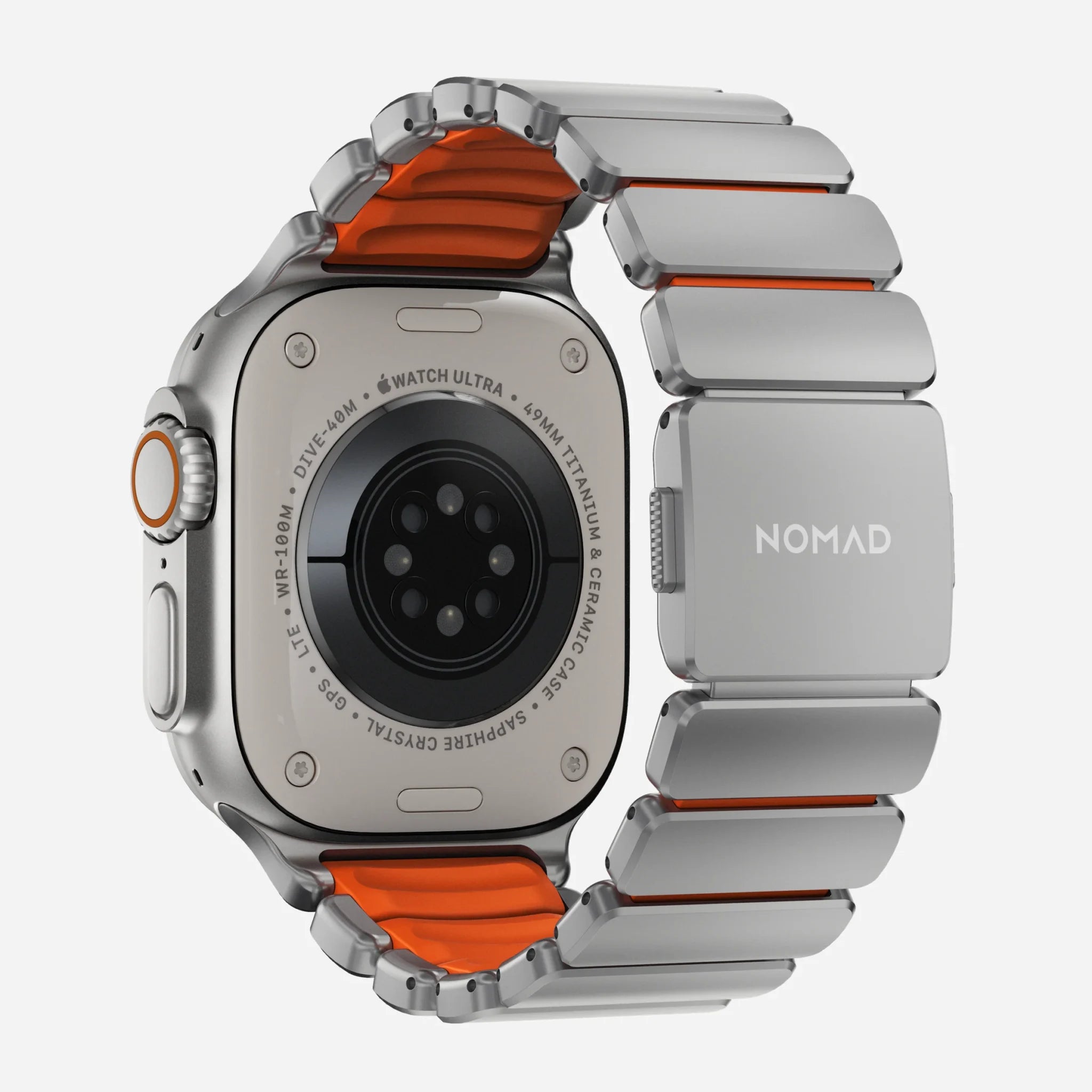 NOMAD Stratos Band – Ultra Orange (FKM + Titanium Hardware, Silver Finish)