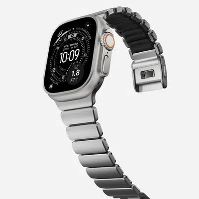 NOMAD Stratos Band – Black (FKM + Titanium Hardware, Silver Finish)