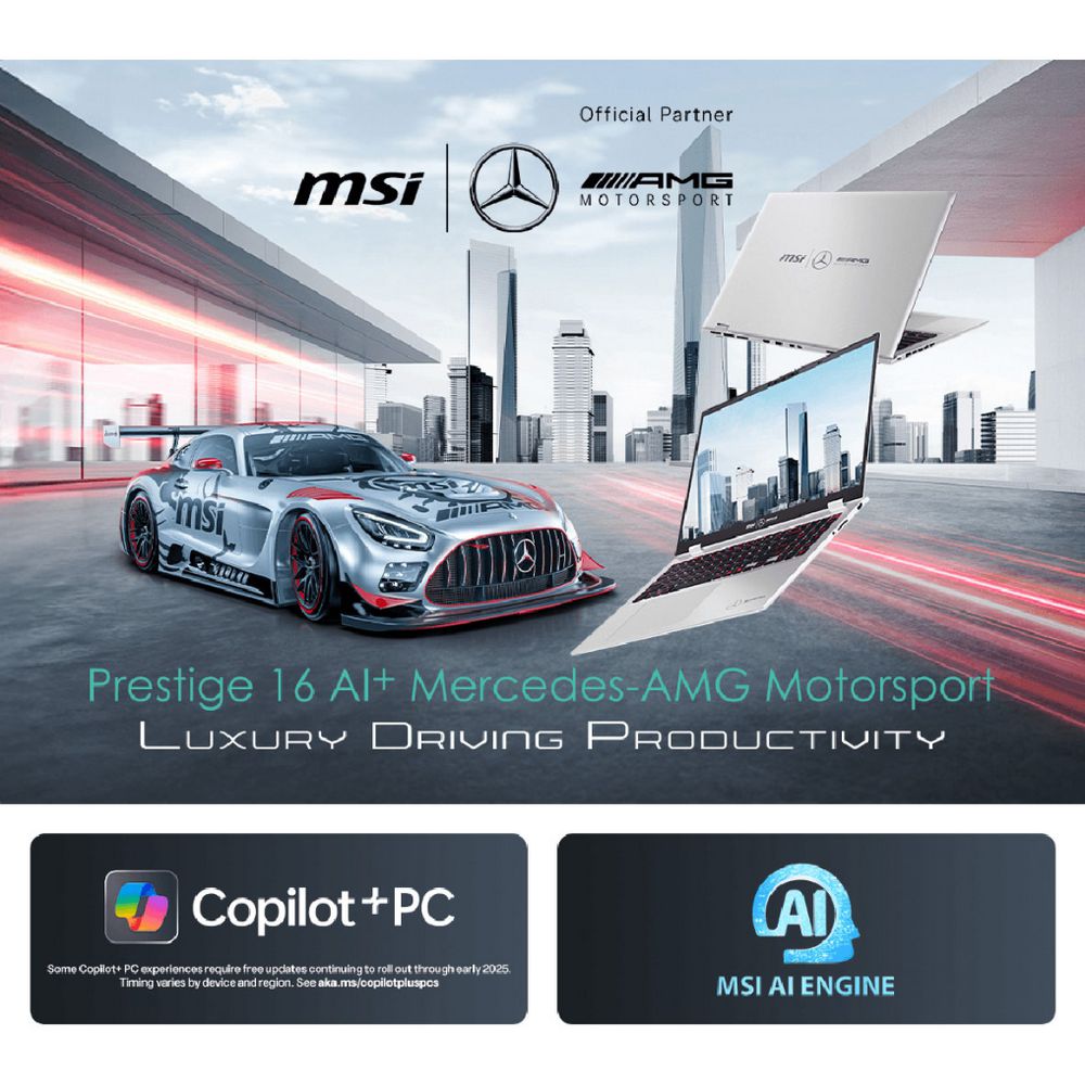 MSI Prestige 16 AI+ Mercedes-AMG Edition – Core Ultra 9, 32GB/2TB (16” 4K UHD)