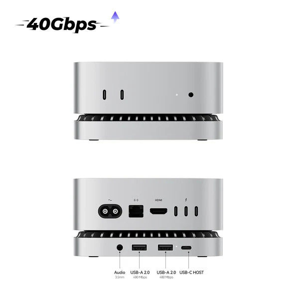 RayCue Mac Mini Hub & Stand with NVMe SSD Enclosure (US Plug)-2