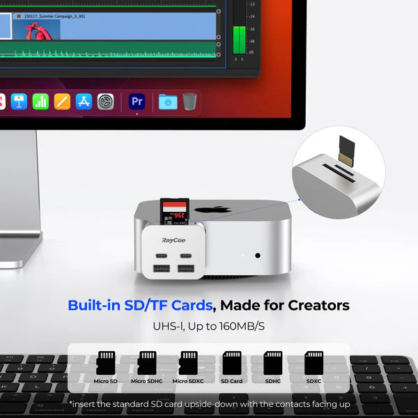 RayCue MiniPack Expansion Dock for Mac Mini M4 / Mac Studio (US Plug)-5