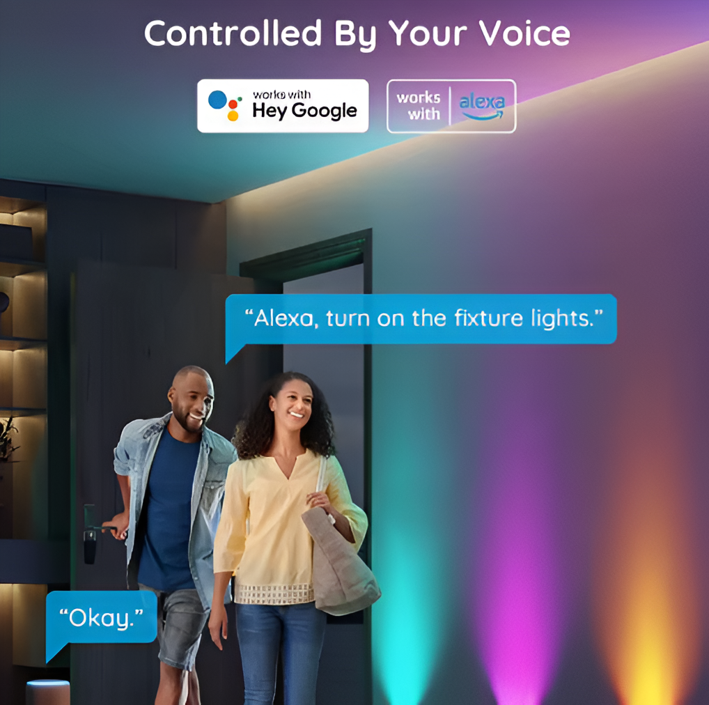 WIFI Smart Night Light LED Atmosphere Light RGB Wall Light APP Voice Control Music Sync Game Room TV Bedroom Decoration