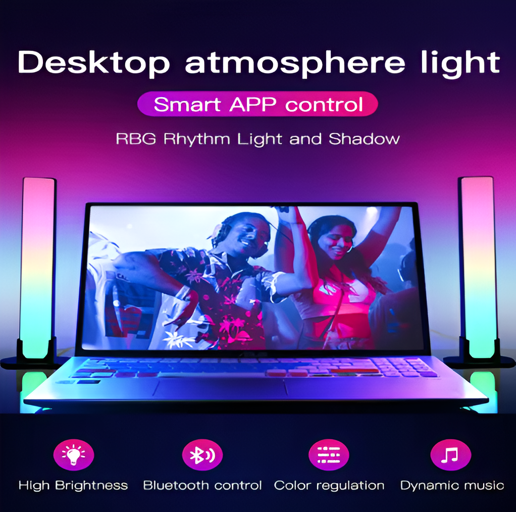 DC12V RF 24Key Computer Desktop RGB Background Atmosphere Lamp With Electric Competition Bluetooth Music Induction Pickup Light