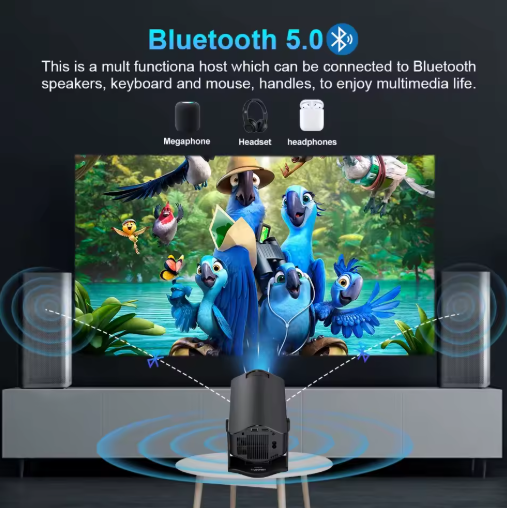 LVMAO HM400PRO supports 4K decoding 200ANSI Android11 Wifi6 AllwinnerH716 BT5.0 1280*720P Outdoor Portable Mini Cinema Projector