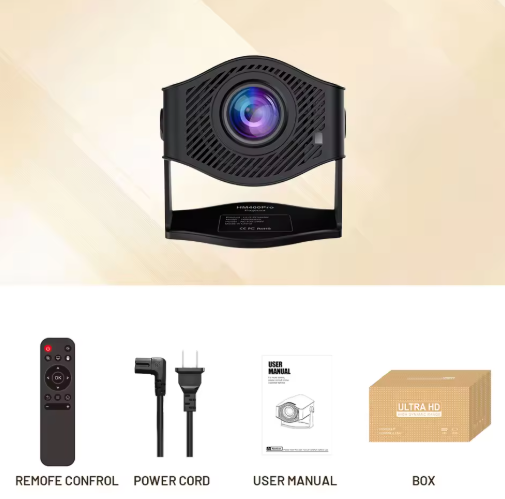 LVMAO HM400PRO supports 4K decoding 200ANSI Android11 Wifi6 AllwinnerH716 BT5.0 1280*720P Outdoor Portable Mini Cinema Projector