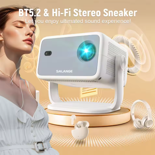 Salange P350 Netflix Projector Android 11 Native 1080P Wifi6 BT5.2 650ANSI Auto Keystone Correction 4K Portable Outdoor Movie
