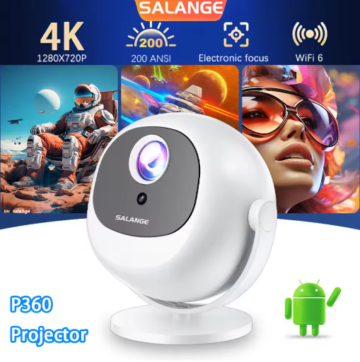 Salange P360 Projector 4K Video Android11 5GWifi Allwinner H713 200ANSI BT5.2 720P Outdoor 360° Rotate Home Cinema Auto Keystone