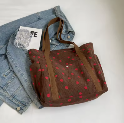 Fresh Sweet Girl Handbag Fashionable High end Corduroy Printed Shoulder Bag Leisure Shopping Commuter Women's Underarm Bag