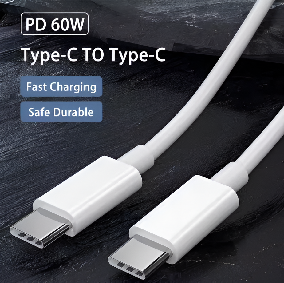 PD 60W USB C to USB Type C Cable Fast Charge Data Cable White 1M 1.5M 2M