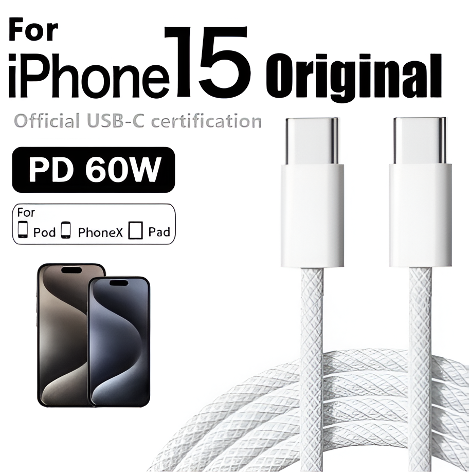 Original PD 60W Fast Charger 6A USB C to Type C Cable For Apple iPhone