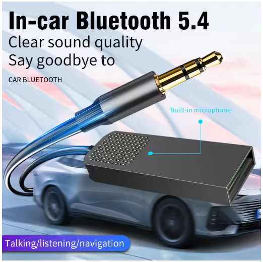 New Upgrades Bluetooth 5.4 Audio Receiver USB To 3.5mm AUX Car Wireless Music Adapter With HD MIC For Car Kit Wired Speaker