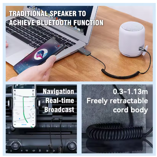 New Upgrades Bluetooth 5.4 Audio Receiver USB To 3.5mm AUX Car Wireless Music Adapter With HD MIC For Car Kit Wired Speaker