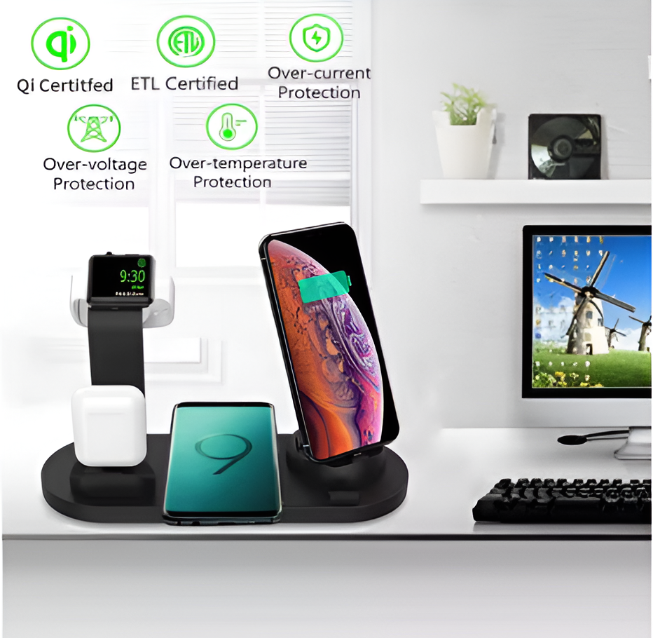 30W 7 in 1 Wireless Charger Stand Pad For iPhone Apple Watch Airpods Pro iWatch