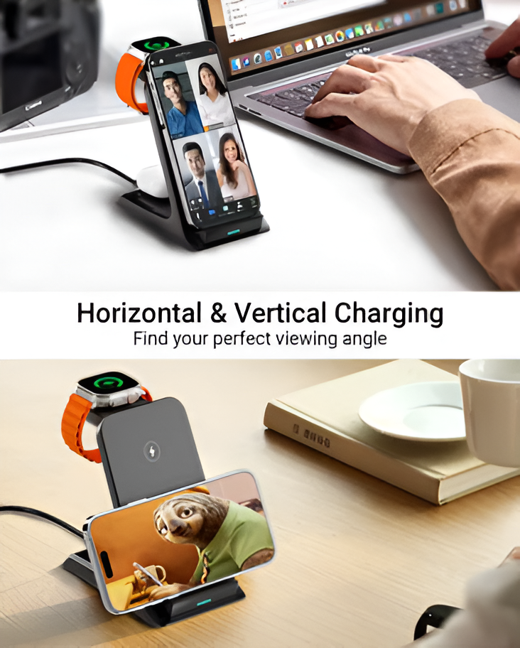 KPON 3 in 1 Wireless Charger Stand Fast Charging Station Dock For iPhone Apple iWatch Airpods