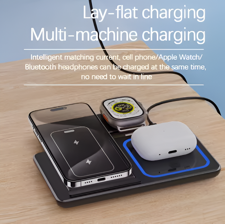 100W 3 in 1 Wireless Charger Holder For iPhone Apple Watch Airpods Foldable Fast Charging Station