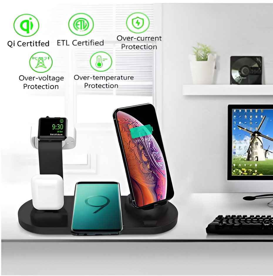 5 In 1 Wireless Charger Stand Pad For iPhone Apple Watch Airpods Desk Phone Chargers Fast Charging Dock Station