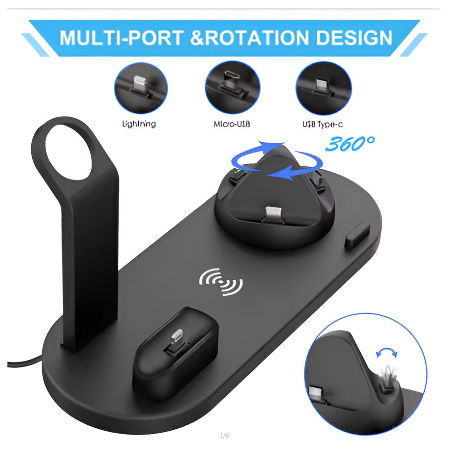 5 In 1 Wireless Charger Stand Pad For iPhone Apple Watch Airpods Desk Phone Chargers Fast Charging Dock Station