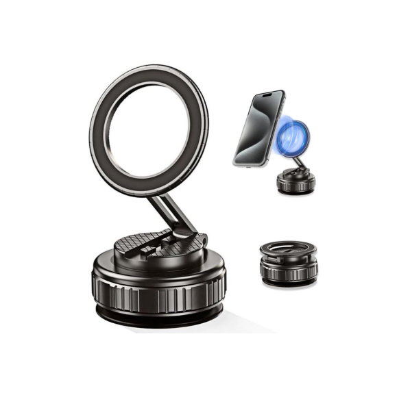 2025 Upgraded Vacuum Magnetic Car Phone Holder,360° Adjustable Foldable Strong Suction Mount,Ultra Vacuum Suction Cup for Most Smartphones/Vehicles - Car, Gym, Mirror (Gray)