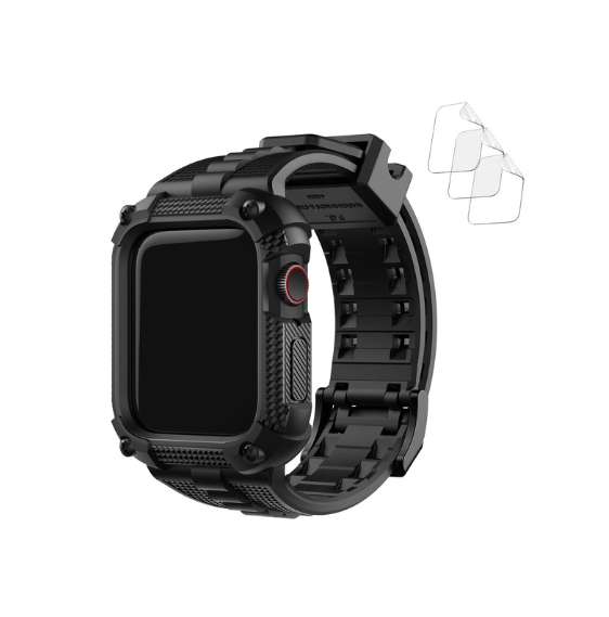Fullmosa Watch Bands 45mm 44mm, Rugged iWatch Band Silicone with Screen Protector and Bumper Case, Compatible with Apple Watch Series 9/8/7 (45mm)-7