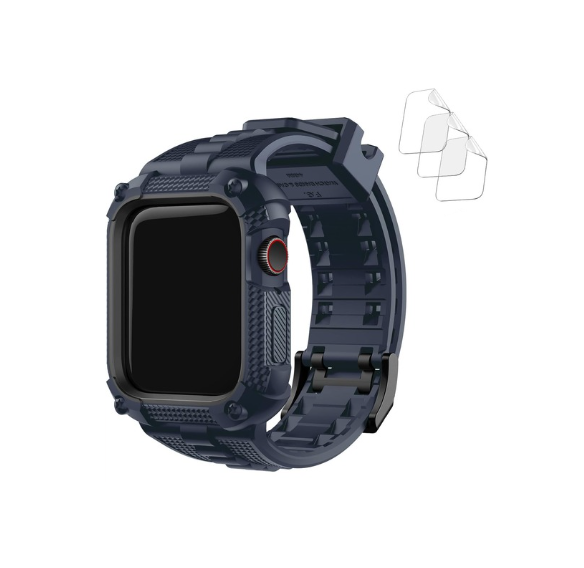 Fullmosa Watch Bands 45mm 44mm, Rugged iWatch Band Silicone with Screen Protector and Bumper Case, Compatible with Apple Watch Series 9/8/7 (45mm)-8
