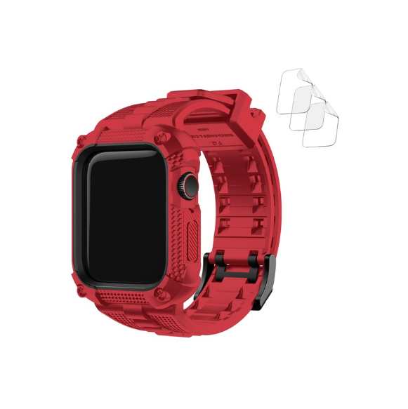Fullmosa Watch Bands 45mm 44mm, Rugged iWatch Band Silicone with Screen Protector and Bumper Case, Compatible with Apple Watch Series 9/8/7 (45mm)-10