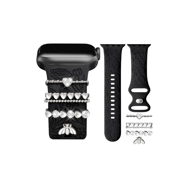 Witzon Flower Engraved Band Compatible with Apple Watch Bands 38mm 40mm 41mm for Women-6