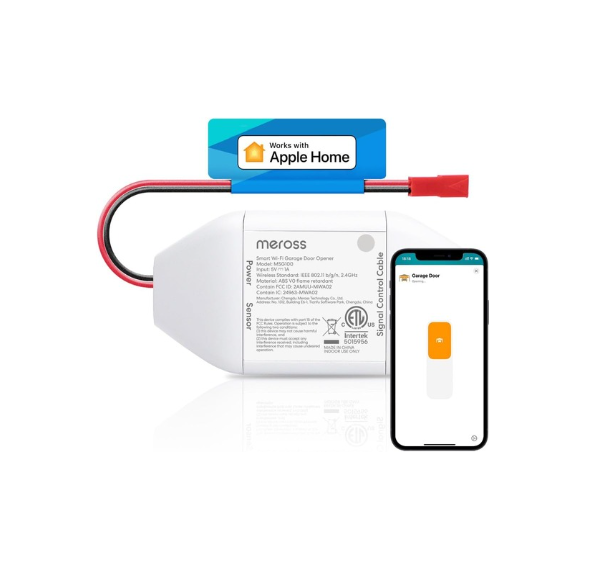 meross Smart Garage Door Opener Remote, Compatible with Apple HomeKit, Amazon Alexa, Google Assistant, SmartThings, Multiple Notification Modes, No Hub Needed