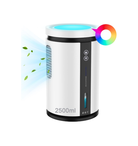 2500ml Dehumidifier, Upgraded Dehumidifiers for Home Up to 65㎡, Quiet Portable Dehumidifiers for Bedroom Bathroom Basements Closet RV with 2 Working Modes, 7 Color Lights, Auto-off